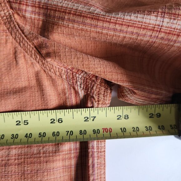 Carhartt Shirt Men's 2XL Short Sleeve Button Up Orange Striped Pocket Cotton - Picture 6 of 7